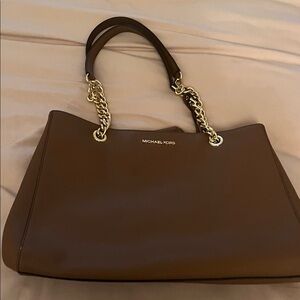 Michael Kors Brown Shoulder Bag with Gold Accents